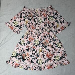 LULU’s Pink Floral Off The Shoulder Dress -Size S See Pictures For Flaw/Stain